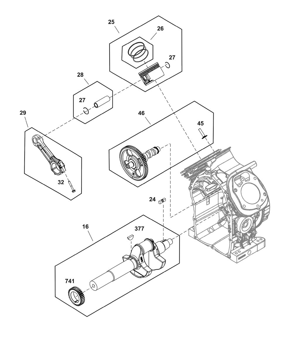 Crankshaft Group Diagram and Parts List for 61G277-0031-J1  Briggs and Stratton Engine